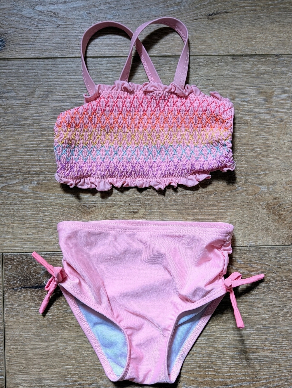 Pink Bohemian Girls' Two-Piecel Smocked Bikini Swimsuit sz 18m